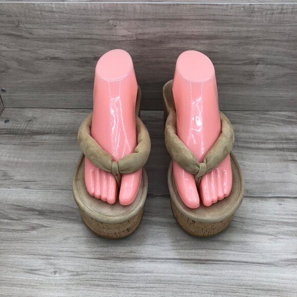Veronica Beard Pink and Tan Wedge Sandals - Picture 6 of 12
